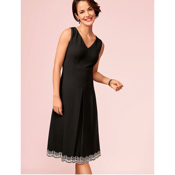 NWOT TALBOTS EMBROIDERED PONTE FIT & FLARE DRESS - Picture 1 of 10